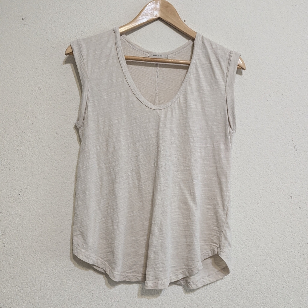 Byron Bay Women's Slub Cotton Roll Sleeve Tan Tshirt Size Medium